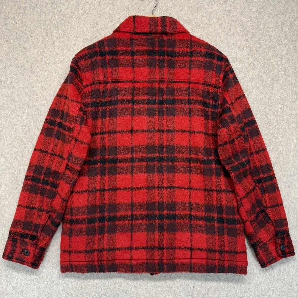 Old Navy Red Black Buffalo Plaid Sherpa Lined Jacket Men's Medium NWT